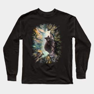 Realistic Bear Cub On the Tree In the Forest Long Sleeve T-Shirt